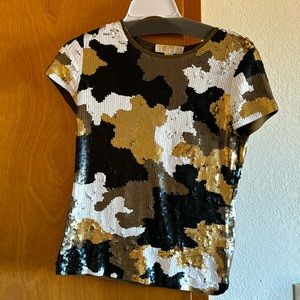 Michael Kors camo sequin shirt